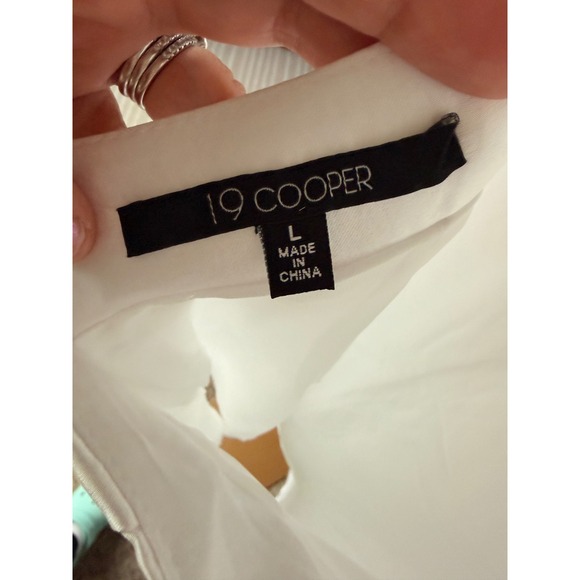 19 COOPER Women's White Satin Button Front‎ Mini Dress L - Picture 3 of 7